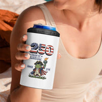 Patriotic Frog Raising The Torch 4 in 1 Can Cooler Tumbler 250 Years Of Freedom