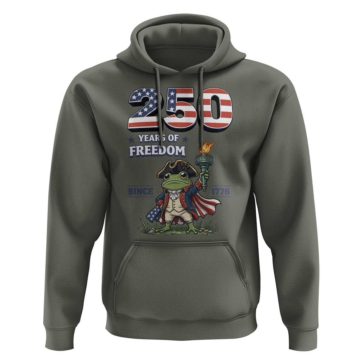 Patriotic Frog Raising The Torch Hoodie 250 Years Of Freedom