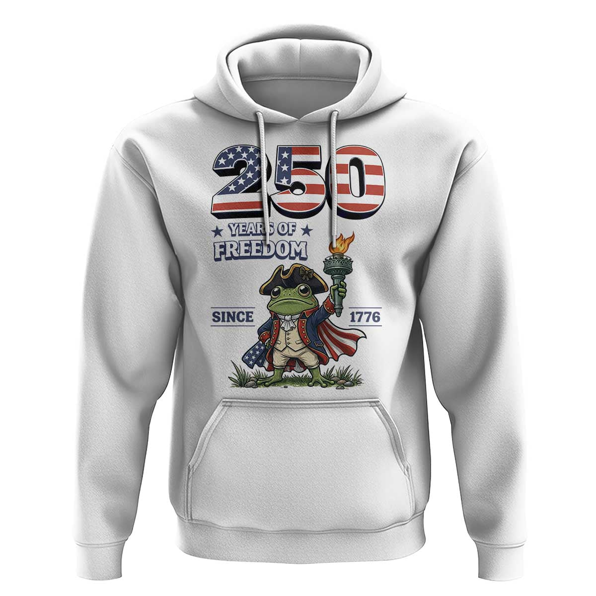 Patriotic Frog Raising The Torch Hoodie 250 Years Of Freedom