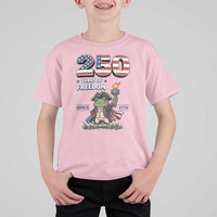 Patriotic Frog Raising The Torch T Shirt For Kid 250 Years Of Freedom