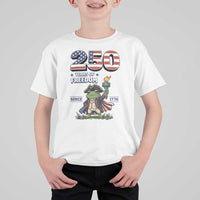 Patriotic Frog Raising The Torch T Shirt For Kid 250 Years Of Freedom