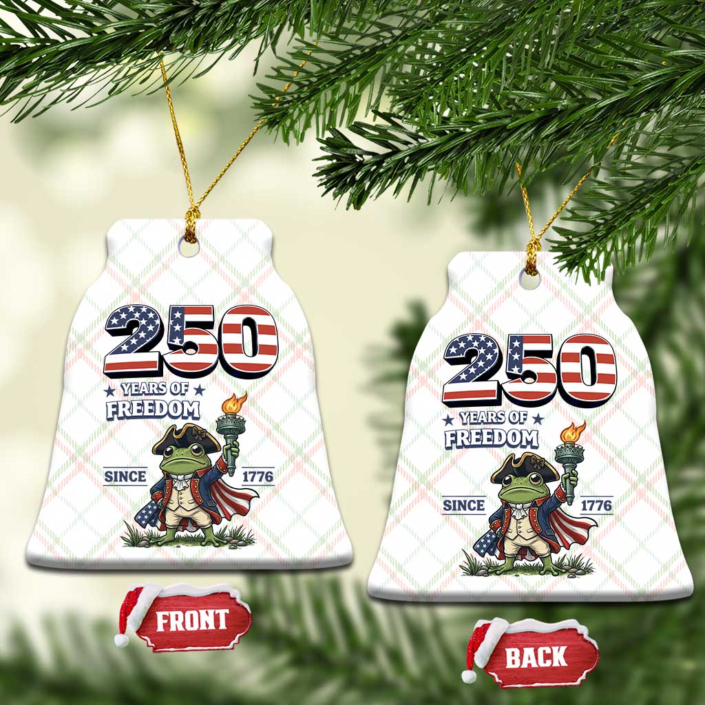 Patriotic Frog Raising The Torch Ceramic Ornament 250 Years Of Freedom