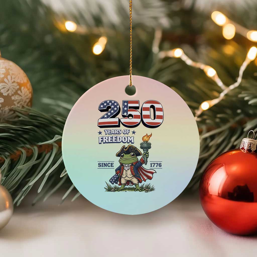 Patriotic Frog Raising The Torch Ceramic Ornament 250 Years Of Freedom