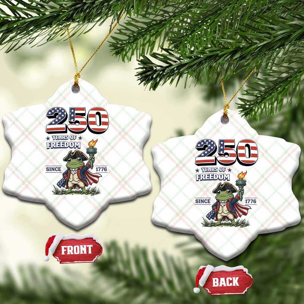 Patriotic Frog Raising The Torch Ceramic Ornament 250 Years Of Freedom