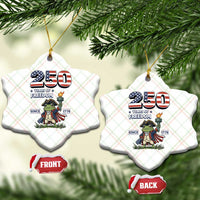 Patriotic Frog Raising The Torch Ceramic Ornament 250 Years Of Freedom