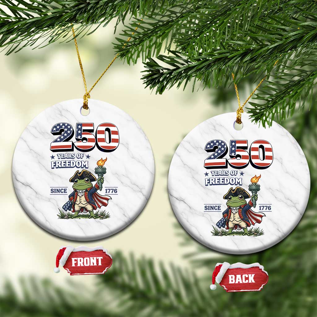 Patriotic Frog Raising The Torch Ceramic Ornament 250 Years Of Freedom