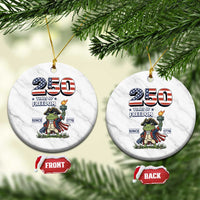 Patriotic Frog Raising The Torch Ceramic Ornament 250 Years Of Freedom