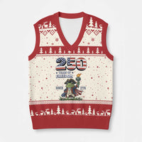 Patriotic Frog Raising The Torch V-Neck Knit Sweater Vest 250 Years Of Freedom
