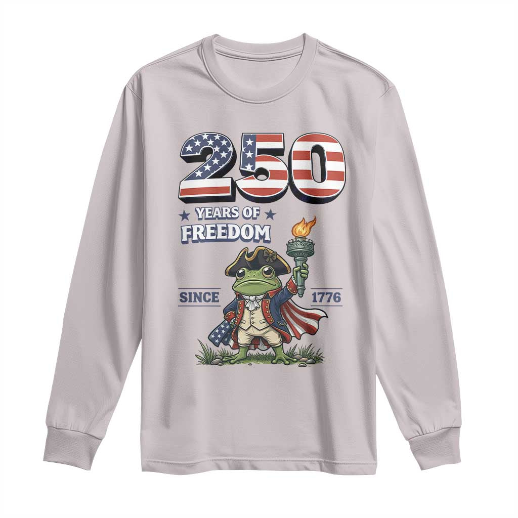 Patriotic Frog Raising The Torch Long Sleeve Shirt 250 Years Of Freedom
