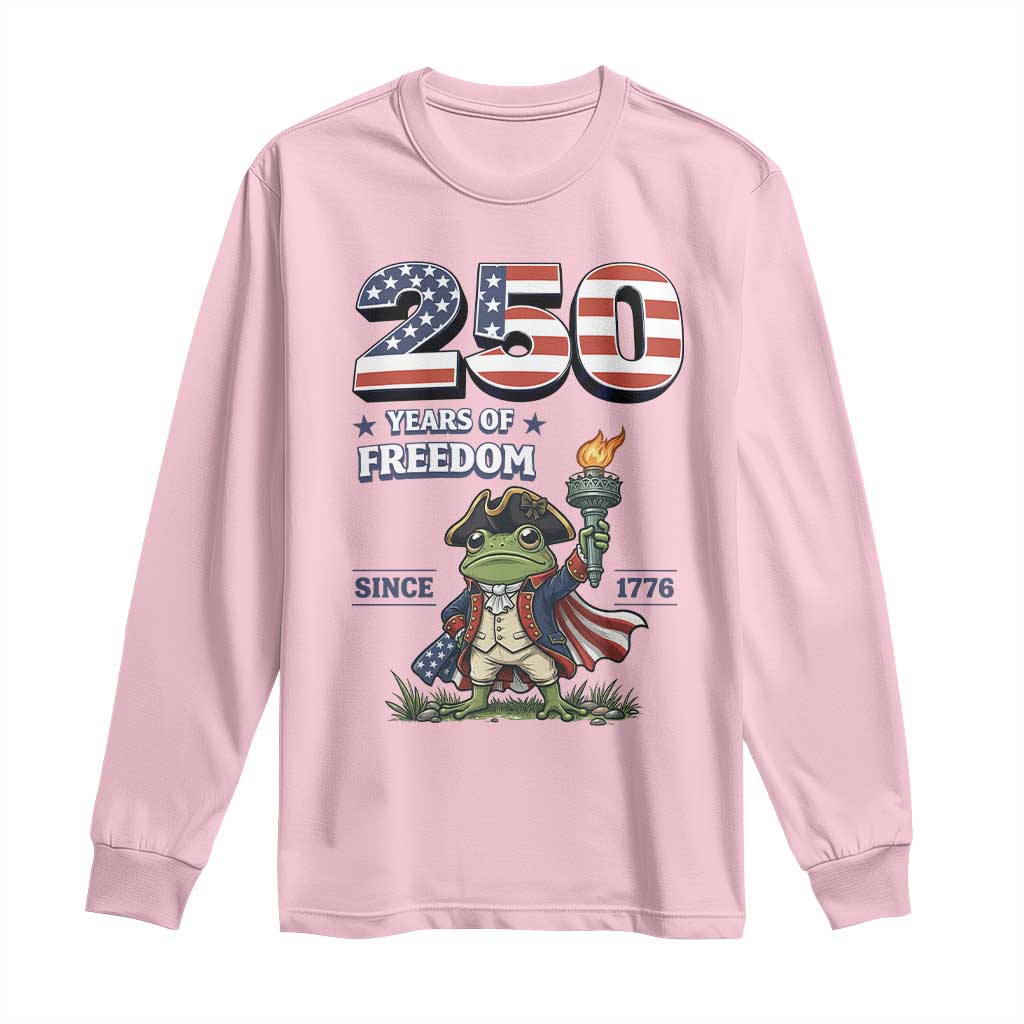 Patriotic Frog Raising The Torch Long Sleeve Shirt 250 Years Of Freedom