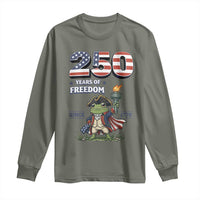 Patriotic Frog Raising The Torch Long Sleeve Shirt 250 Years Of Freedom