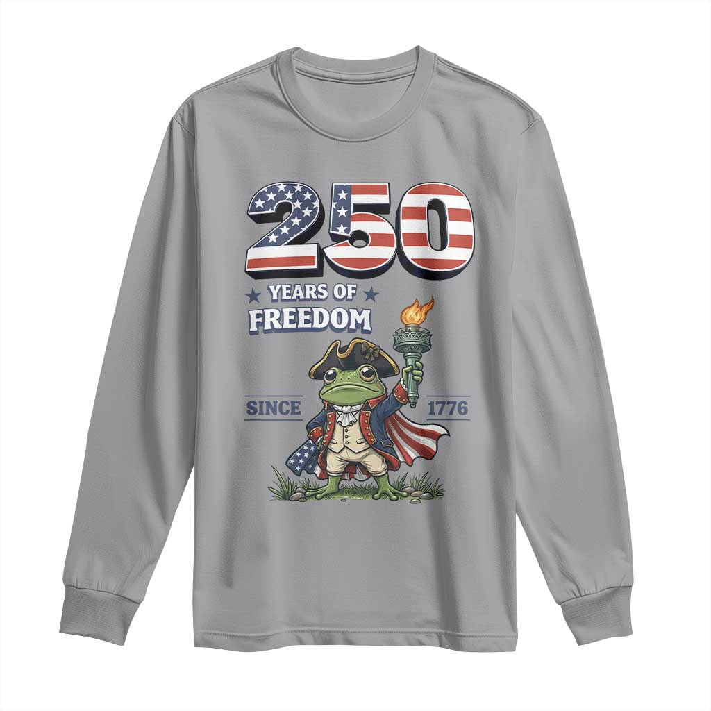 Patriotic Frog Raising The Torch Long Sleeve Shirt 250 Years Of Freedom