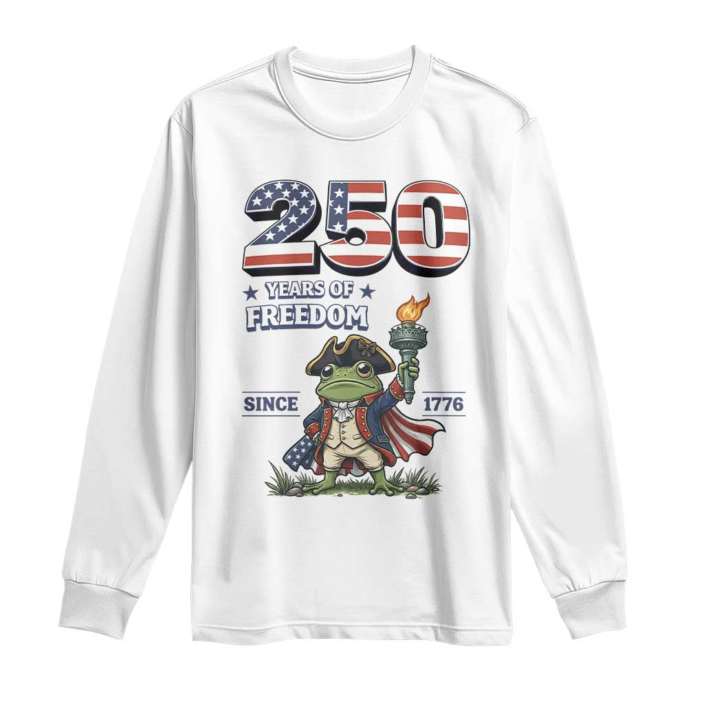 Patriotic Frog Raising The Torch Long Sleeve Shirt 250 Years Of Freedom