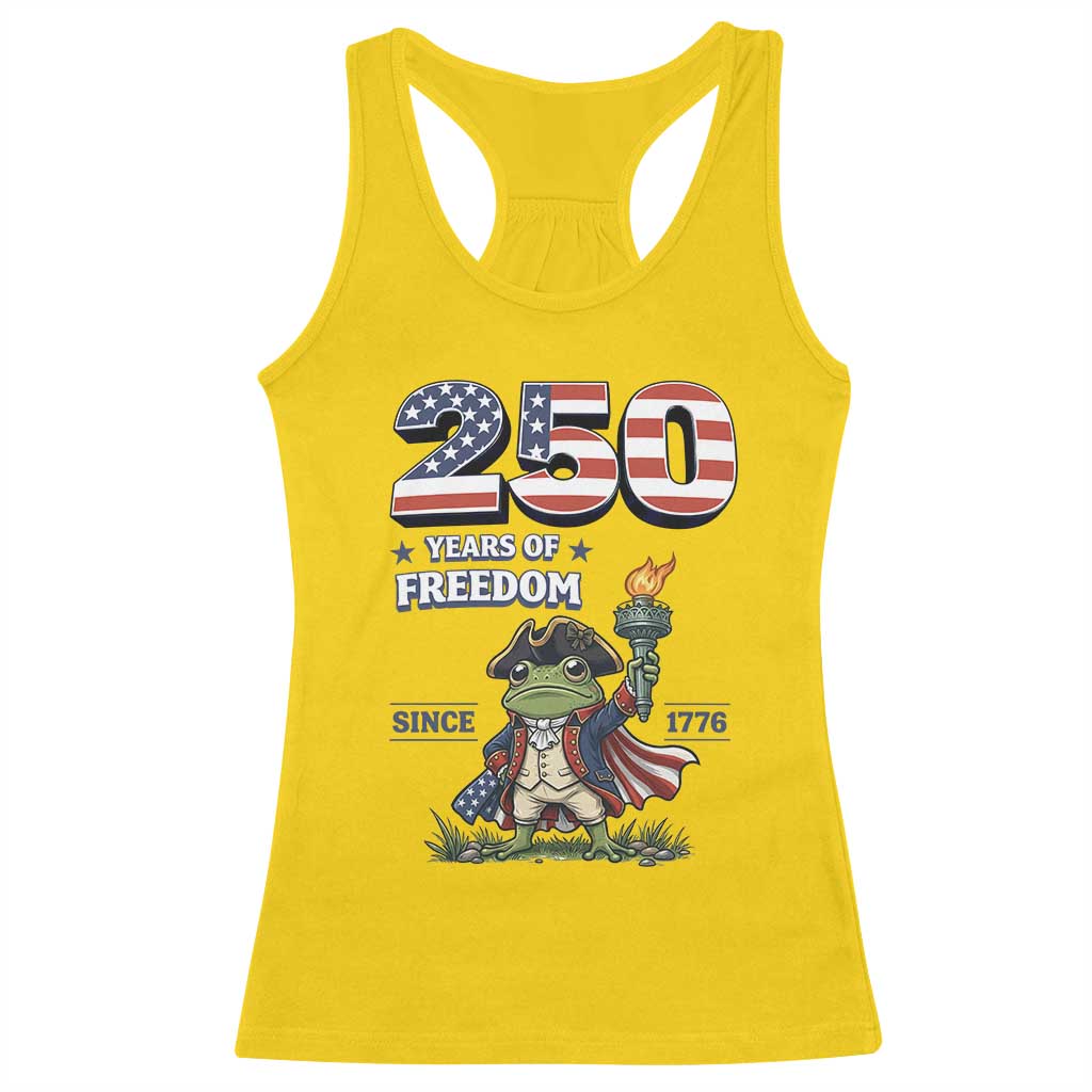 Patriotic Frog Raising The Torch Racerback Tank Top 250 Years Of Freedom