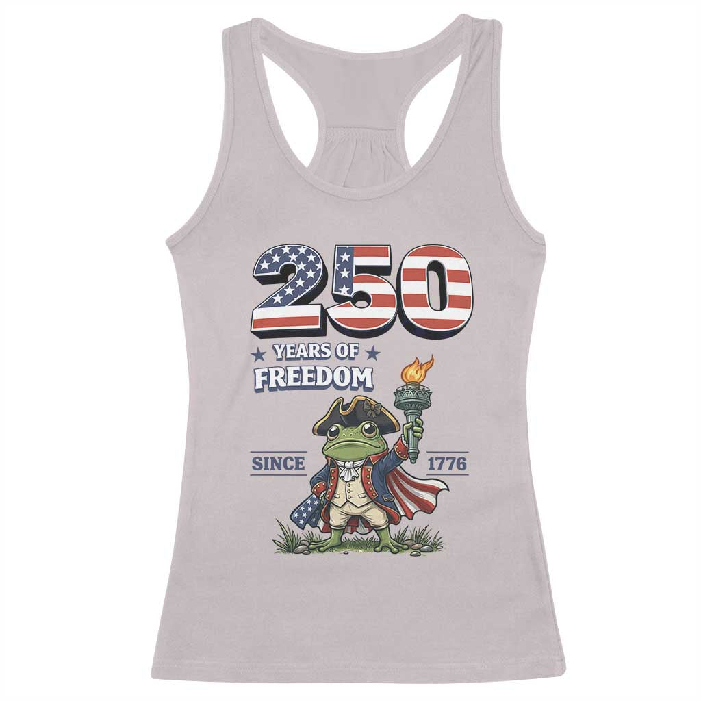 Patriotic Frog Raising The Torch Racerback Tank Top 250 Years Of Freedom