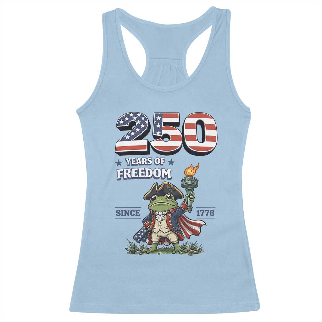 Patriotic Frog Raising The Torch Racerback Tank Top 250 Years Of Freedom