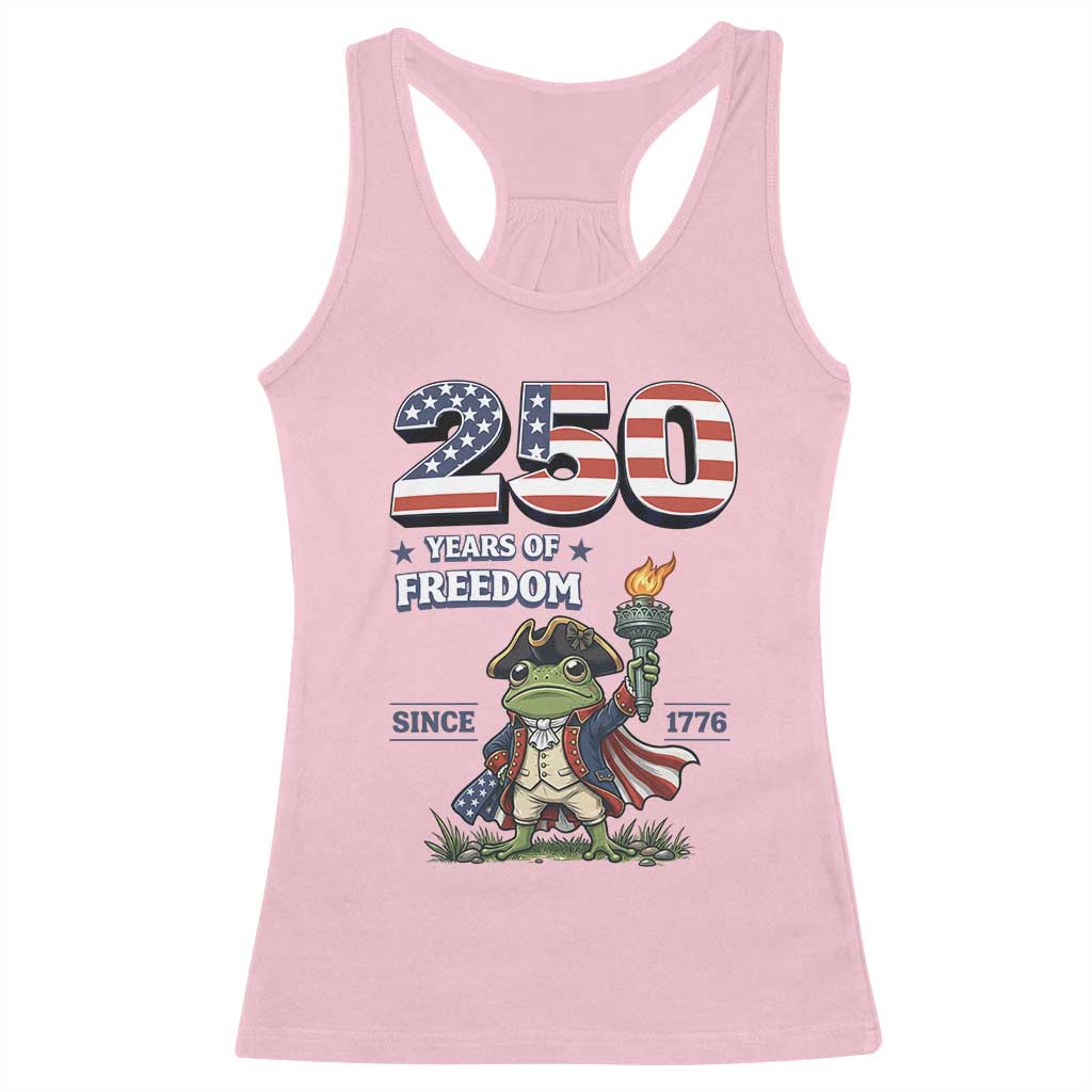 Patriotic Frog Raising The Torch Racerback Tank Top 250 Years Of Freedom