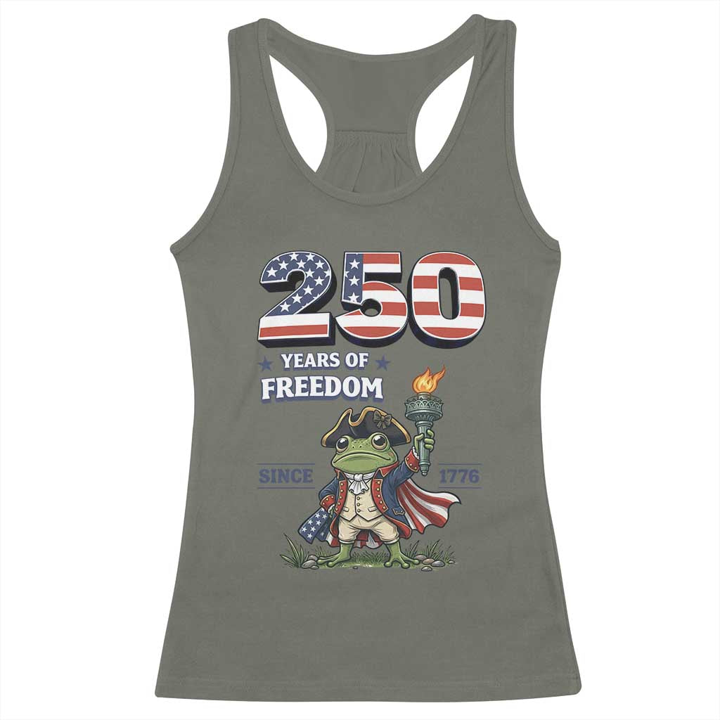 Patriotic Frog Raising The Torch Racerback Tank Top 250 Years Of Freedom