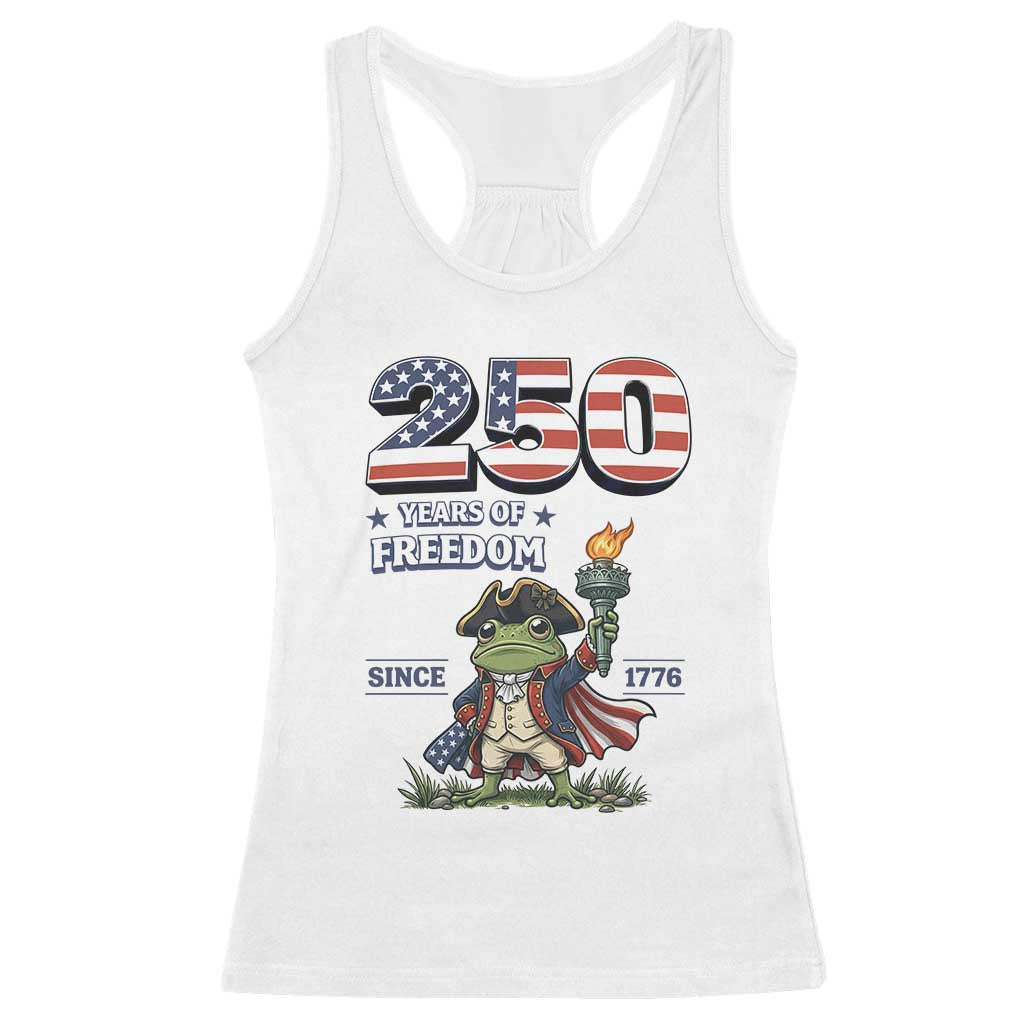 Patriotic Frog Raising The Torch Racerback Tank Top 250 Years Of Freedom