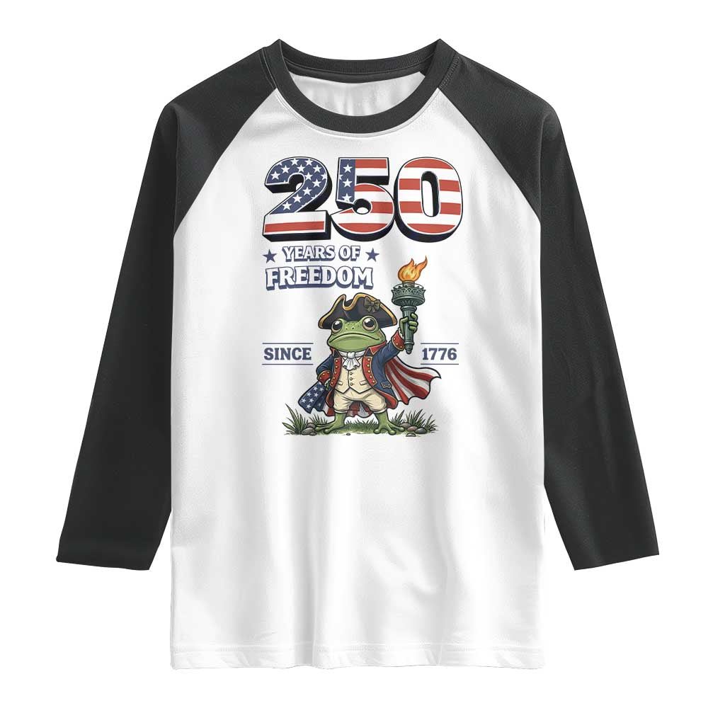 Patriotic Frog Raising The Torch Raglan Shirt 250 Years Of Freedom