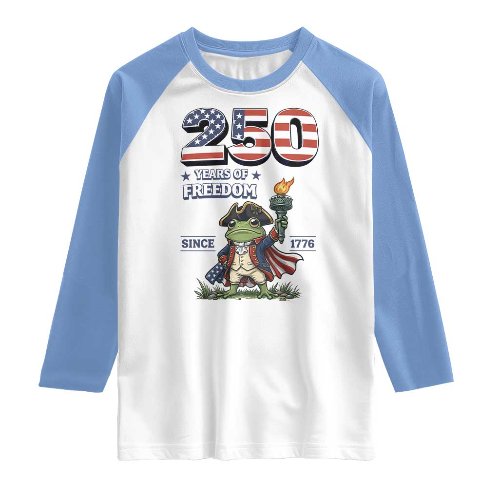 Patriotic Frog Raising The Torch Raglan Shirt 250 Years Of Freedom