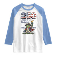 Patriotic Frog Raising The Torch Raglan Shirt 250 Years Of Freedom