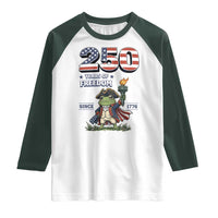 Patriotic Frog Raising The Torch Raglan Shirt 250 Years Of Freedom