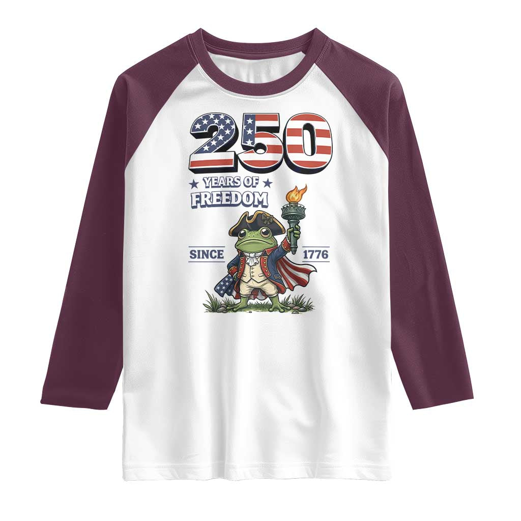 Patriotic Frog Raising The Torch Raglan Shirt 250 Years Of Freedom