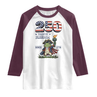 Patriotic Frog Raising The Torch Raglan Shirt 250 Years Of Freedom