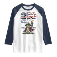 Patriotic Frog Raising The Torch Raglan Shirt 250 Years Of Freedom