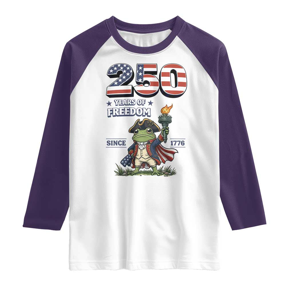 Patriotic Frog Raising The Torch Raglan Shirt 250 Years Of Freedom