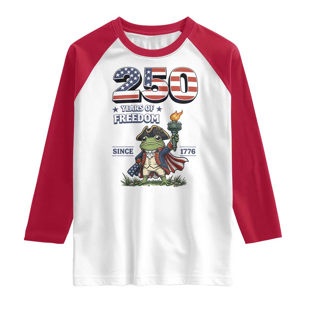 Patriotic Frog Raising The Torch Raglan Shirt 250 Years Of Freedom