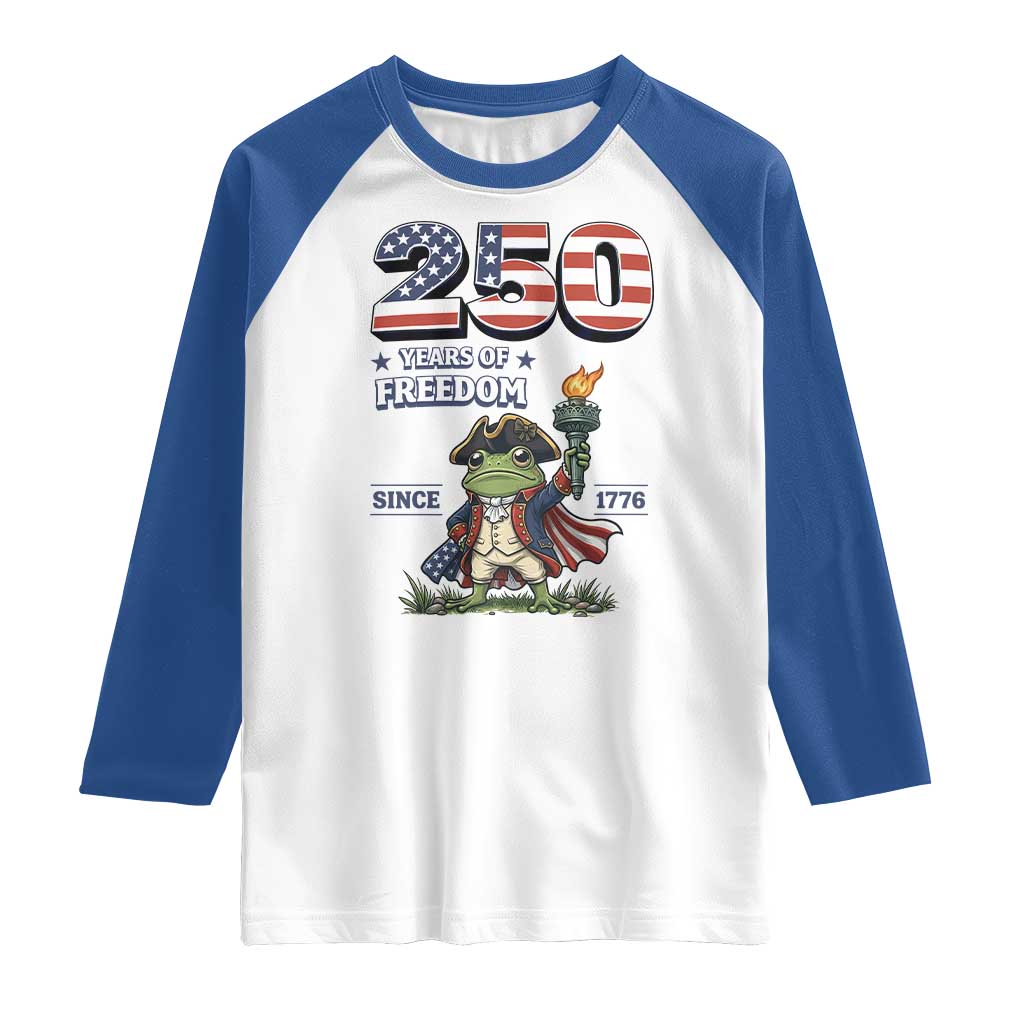Patriotic Frog Raising The Torch Raglan Shirt 250 Years Of Freedom