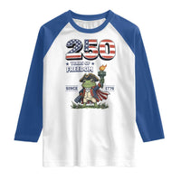 Patriotic Frog Raising The Torch Raglan Shirt 250 Years Of Freedom
