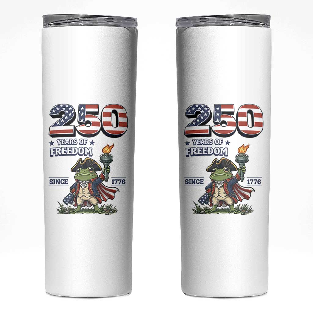 Patriotic Frog Raising The Torch Skinny Tumbler 250 Years Of Freedom