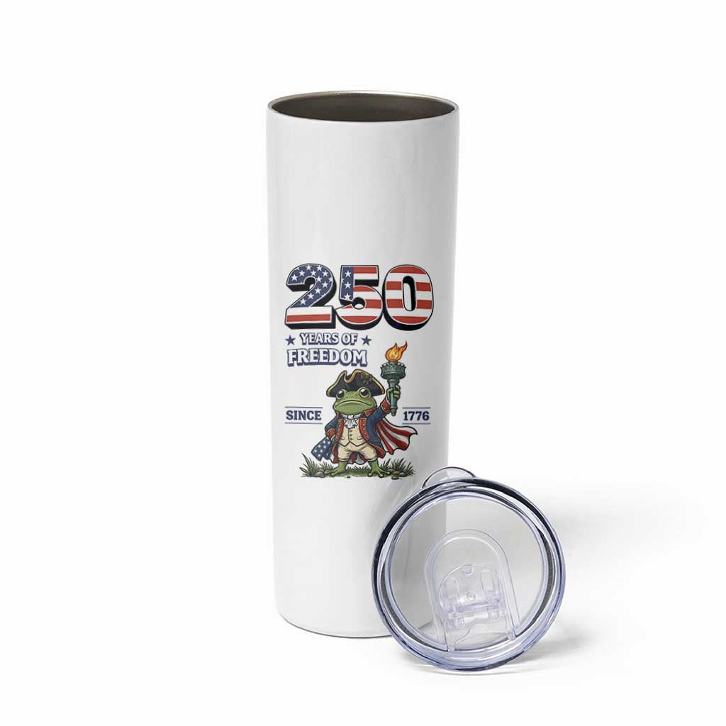 Patriotic Frog Raising The Torch Skinny Tumbler 250 Years Of Freedom