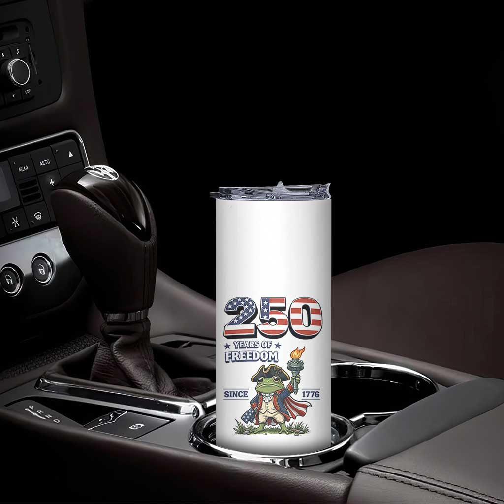 Patriotic Frog Raising The Torch Skinny Tumbler 250 Years Of Freedom