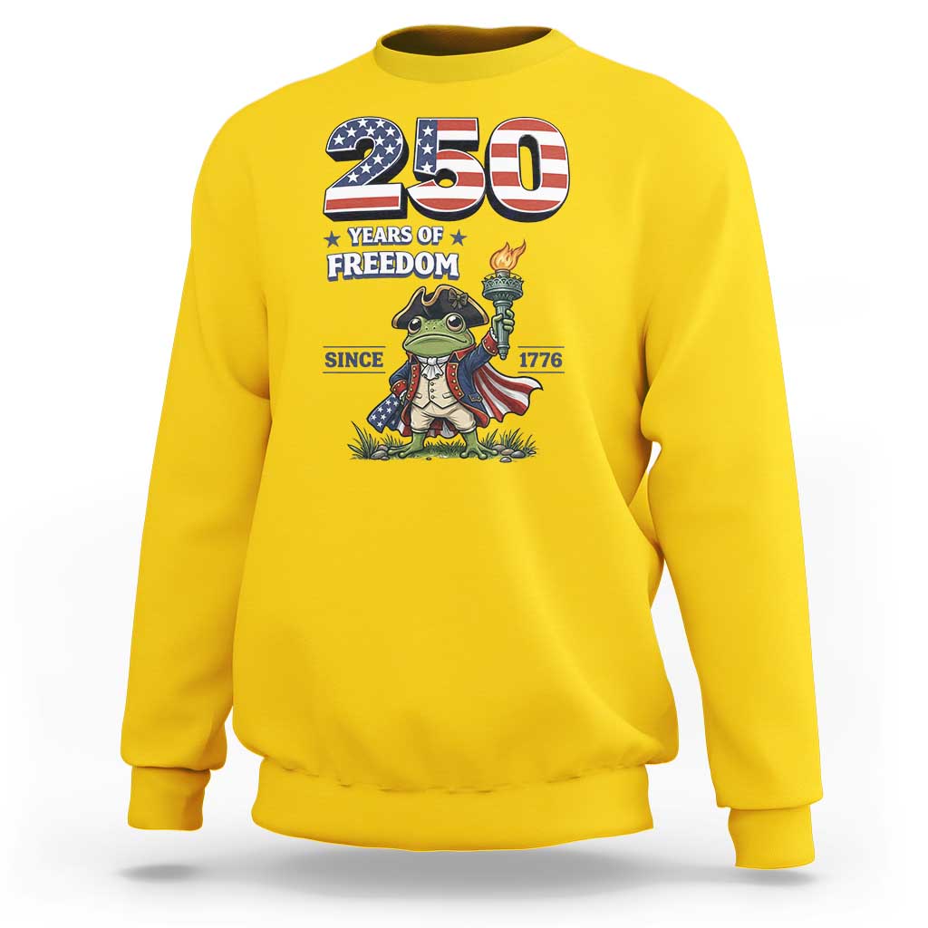 Patriotic Frog Raising The Torch Sweatshirt 250 Years Of Freedom
