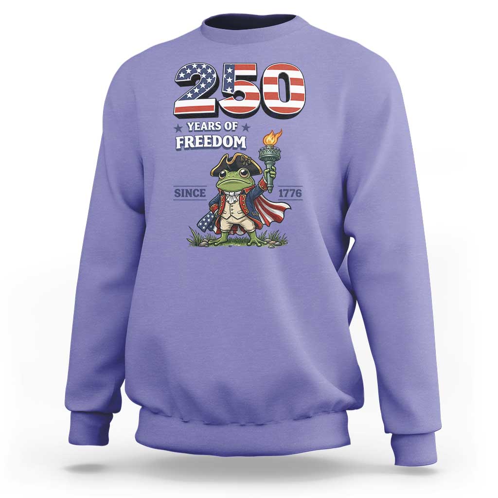 Patriotic Frog Raising The Torch Sweatshirt 250 Years Of Freedom