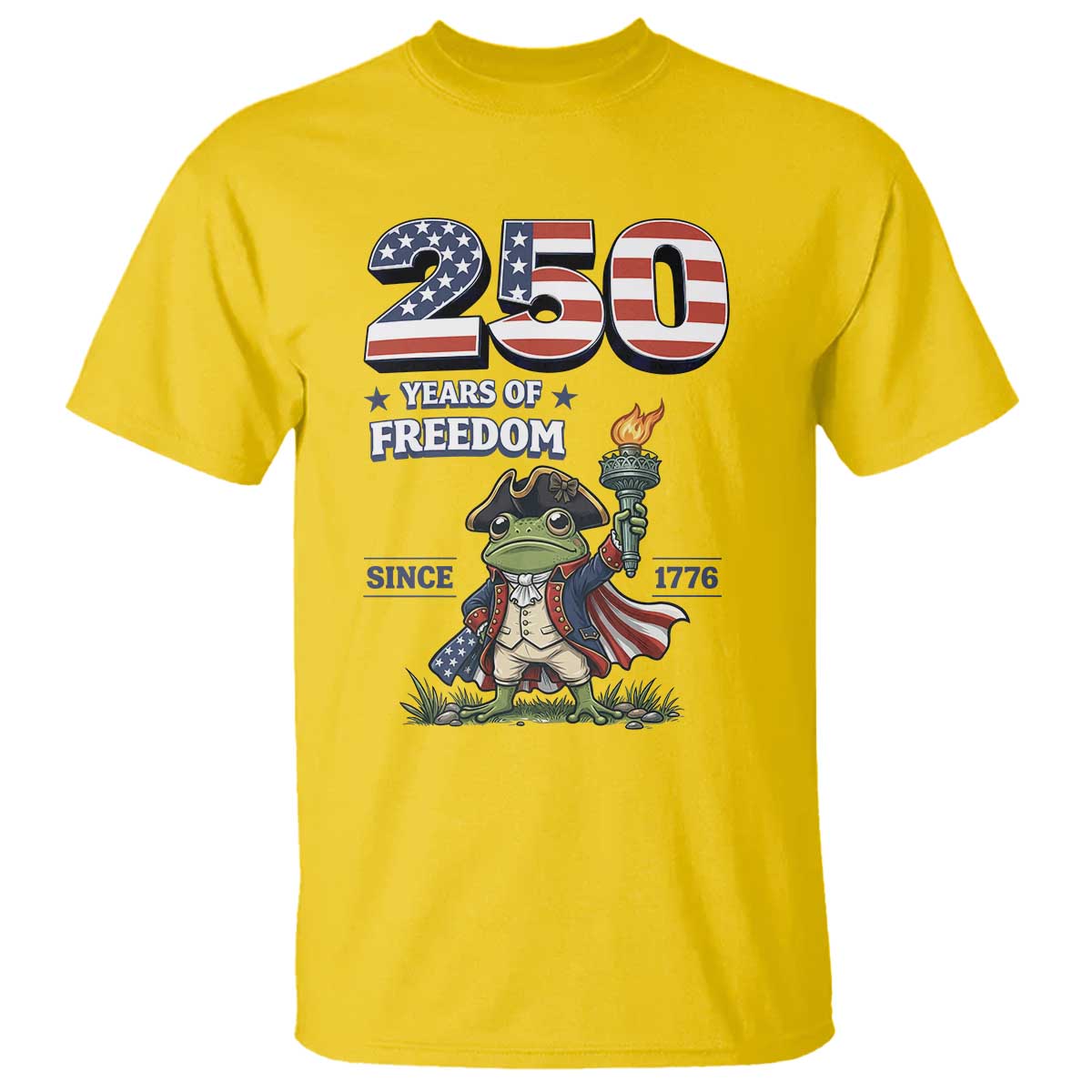Patriotic Frog Raising The Torch T Shirt 250 Years Of Freedom