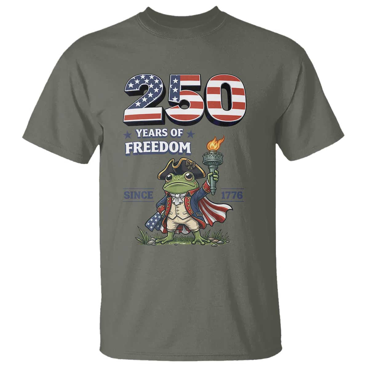 Patriotic Frog Raising The Torch T Shirt 250 Years Of Freedom