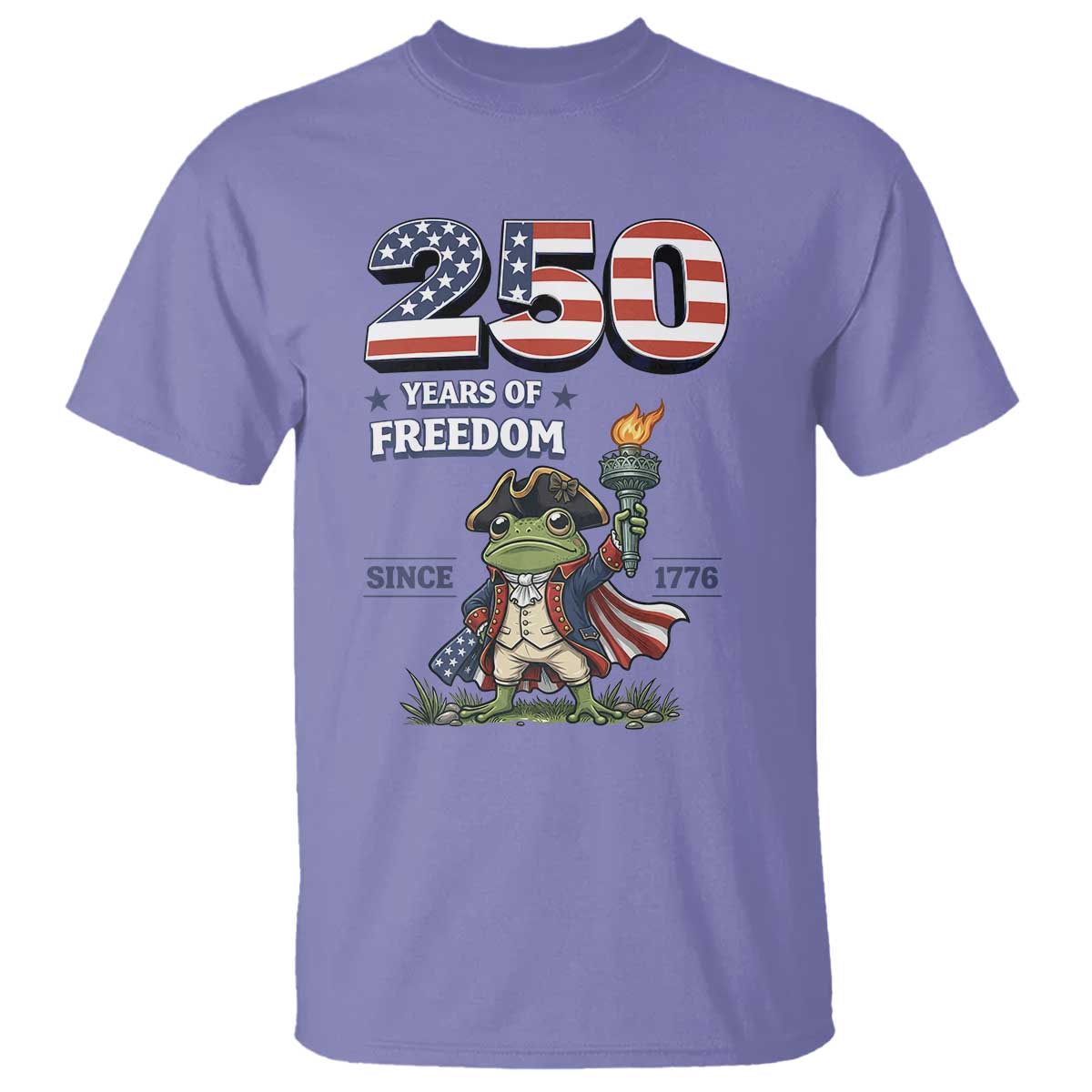 Patriotic Frog Raising The Torch T Shirt 250 Years Of Freedom