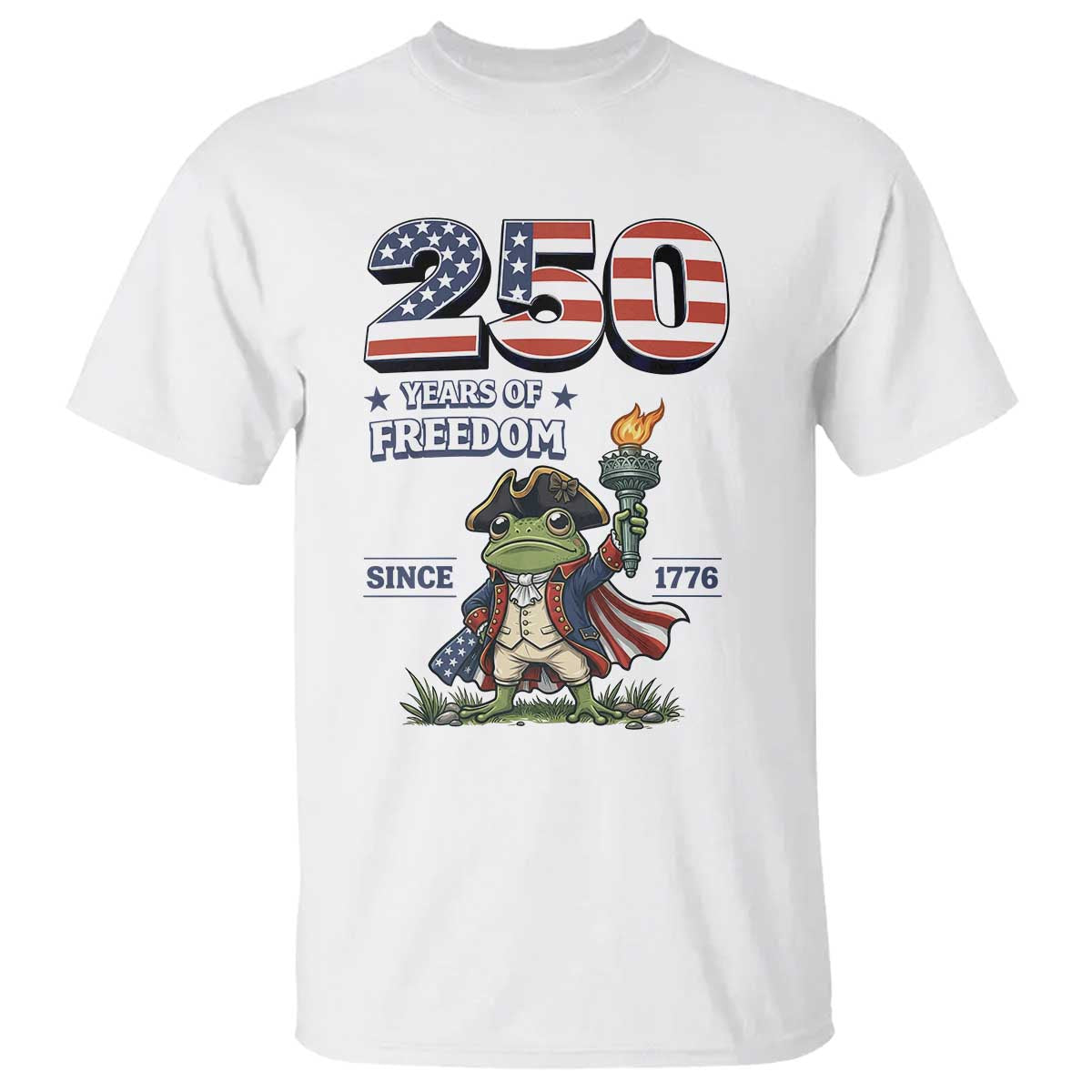 Patriotic Frog Raising The Torch T Shirt 250 Years Of Freedom
