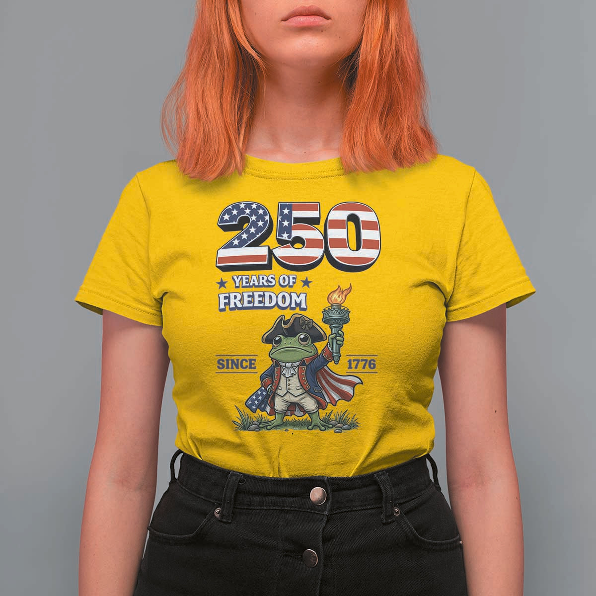 Patriotic Frog Raising The Torch T Shirt For Women 250 Years Of Freedom