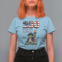 Patriotic Frog Raising The Torch T Shirt For Women 250 Years Of Freedom