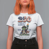Patriotic Frog Raising The Torch T Shirt For Women 250 Years Of Freedom