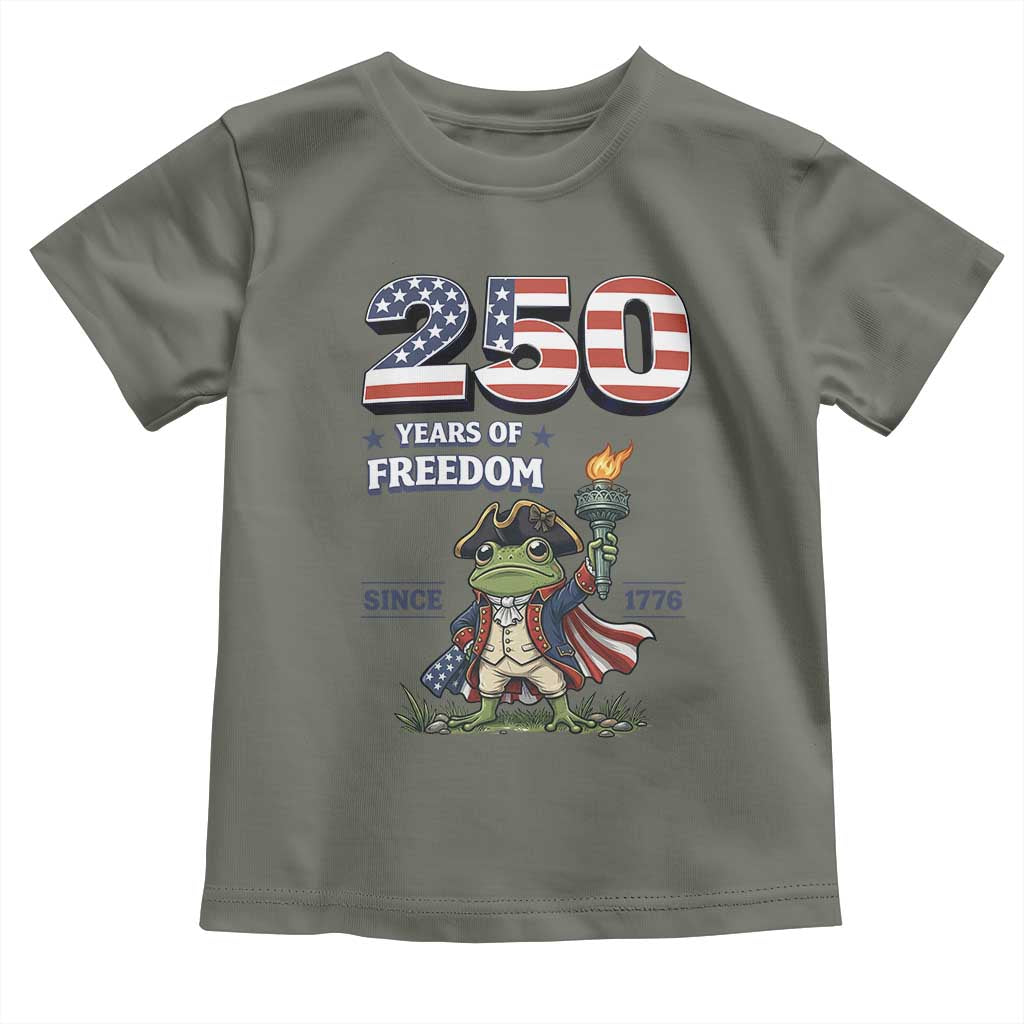 Patriotic Frog Raising The Torch Toddler T Shirt 250 Years Of Freedom