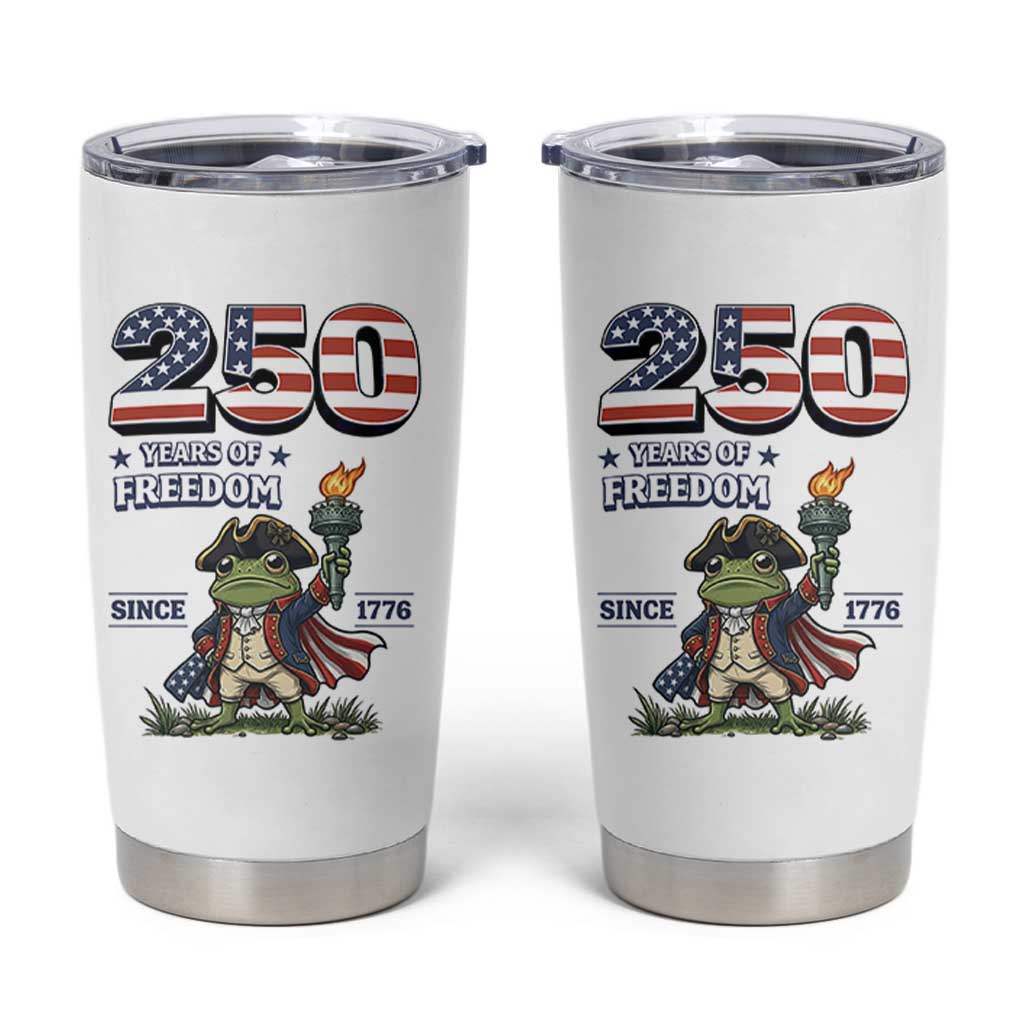 Patriotic Frog Raising The Torch Tumbler Cup 250 Years Of Freedom