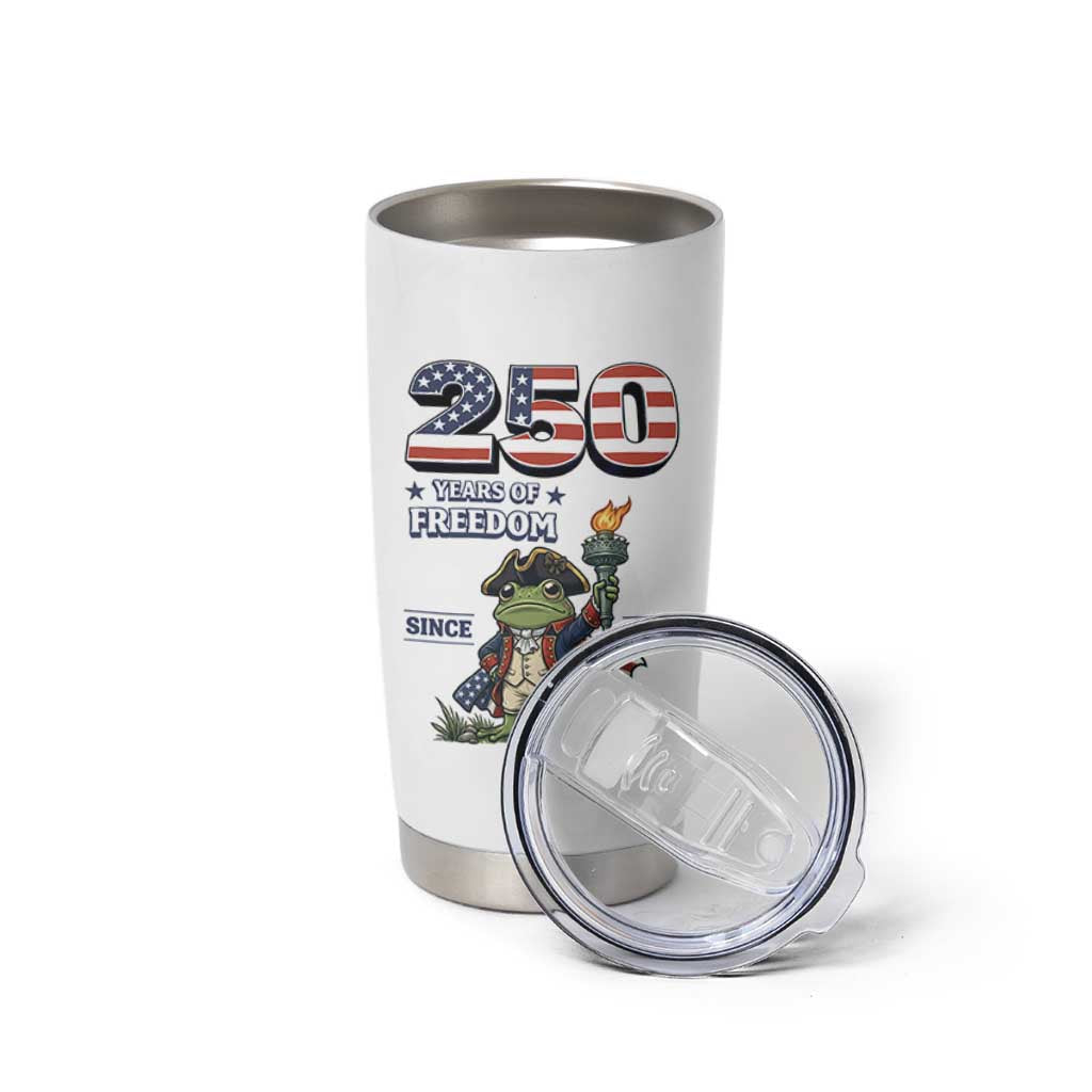 Patriotic Frog Raising The Torch Tumbler Cup 250 Years Of Freedom