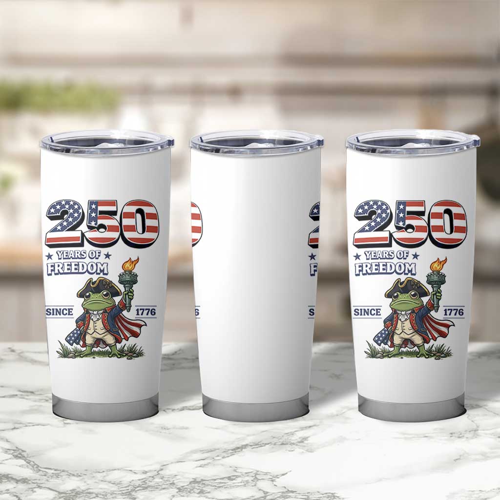 Patriotic Frog Raising The Torch Tumbler Cup 250 Years Of Freedom